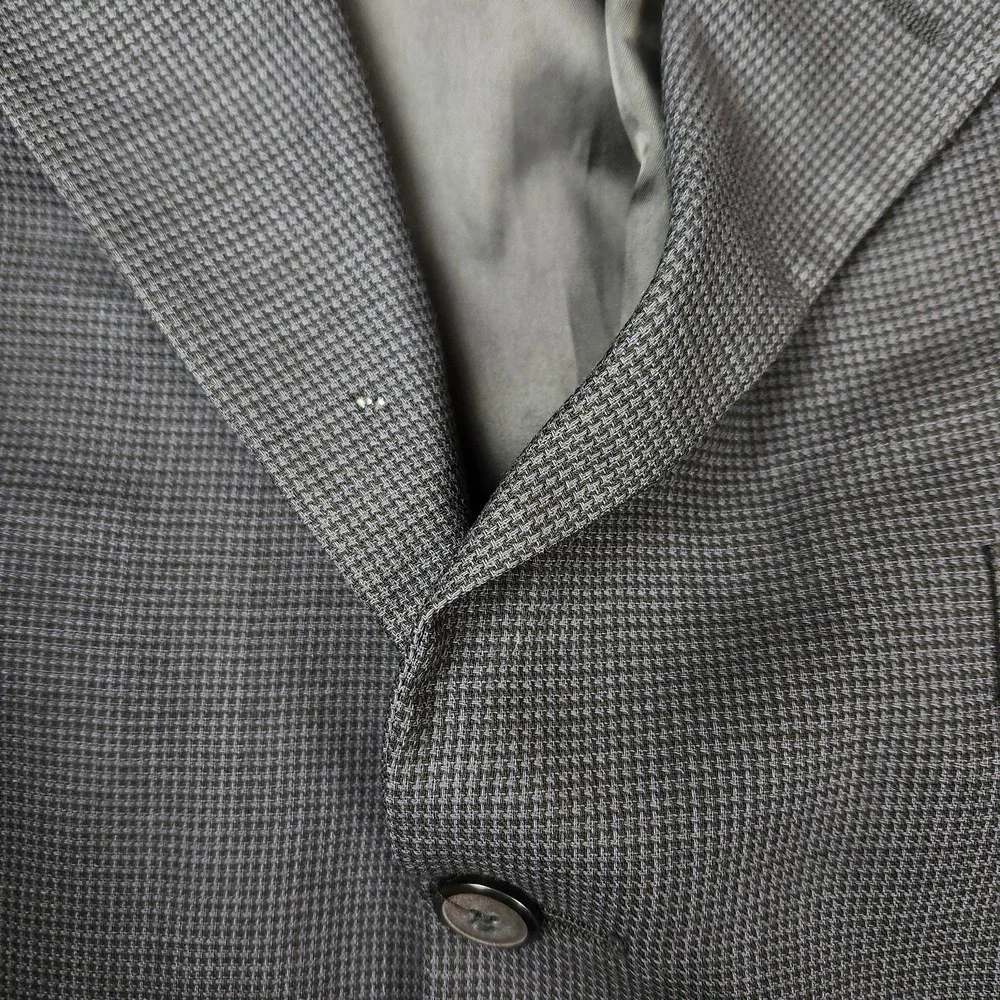 Jones New York Blazer Mens 42R Navy‎ Blue Wool 3 Button Micro Check Sport Coat